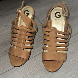 G by Guess brown tan wedge heels size 8.5